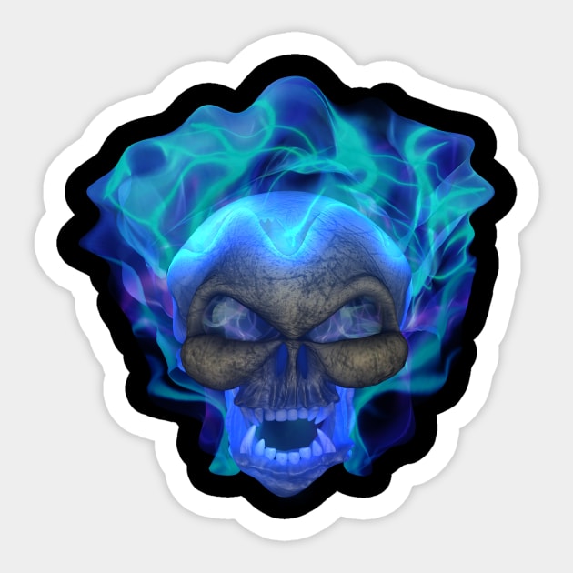 Flaming Skull Sticker by Wakingdream